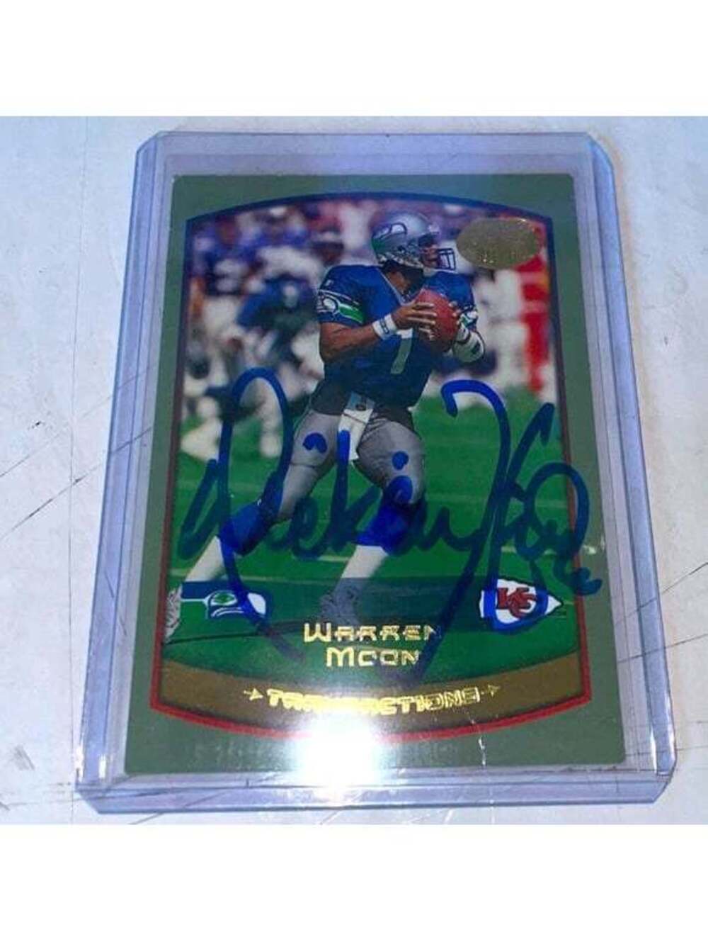 WARREN MOON TRANSACTIONS SIGNED AUTO CARD IP MINT AUTHENTIC SEAHAWKS HOF